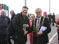 Geoff Booth being presented by his award by the Mayor of Brighton and Hove